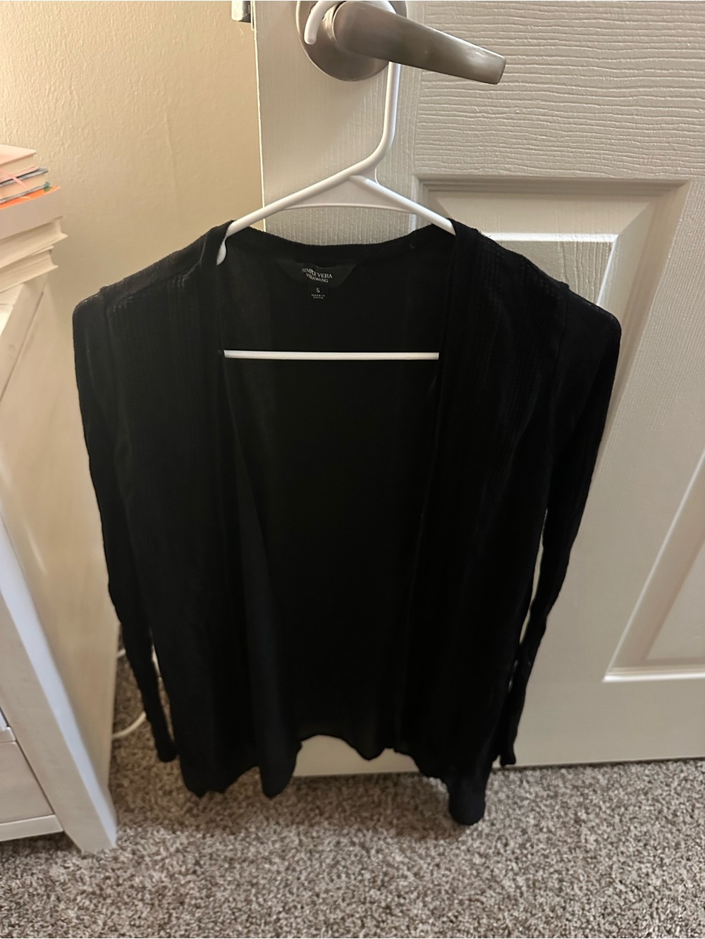 Black Open-Front Lightweight Cardigan